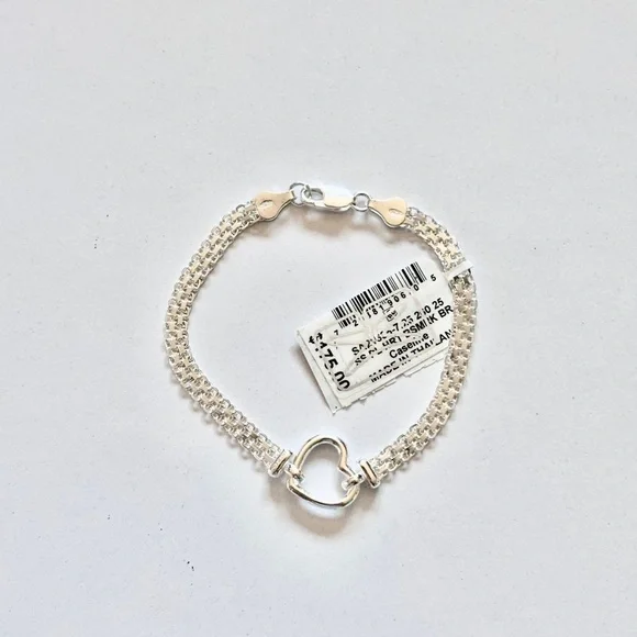 Brand Name Sterling Silver Heart Chain Bracelet - Picture 1 of 3